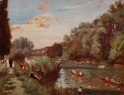 Rowing Boats on a River, 1931 Reproduction