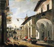 Courtyard of an Inn with Classical Ruins Reproduction