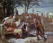 Chilon Accusing the Christians of Starting the Fire in Rome, illustration from 'Quo Vadis', c.1910 Reproduction