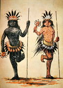 A Mandan tribal dance representing 'Day' and 'Night', from a painting of c.1835 Reproduction