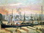 Sunset at Rouen, Boats Unloading Wood, 1896 Reproduction