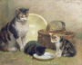 Cat and Kittens, 1889 Reproduction