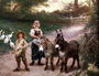 Peasant Children with Donkeys Reproduction