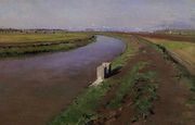 The Banks of a Canal, Near Naples Reproduction