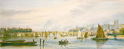 A View of Westminster Bridge looking west towards Lambeth Palace and Westminster Abbey Reproduction