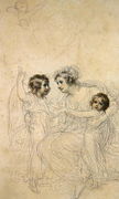 The Countess of Hopetoun with her daughters Jasmin and Lucy Reproduction