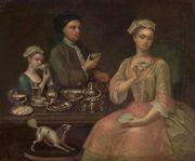 A Family of Three at Tea, c.1727 Reproduction