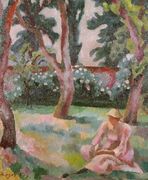 Orchard Woman Seated In A Garden Reproduction