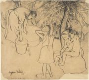 Drawing For The Drypoint Childrens Bath In The Garden Reproduction