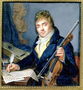 Portrait of a Composer, with his Violin and Score Reproduction