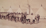 A Troop Picket Line Of The Sixth United States Cavalry Camp At Rapid Creek Reproduction