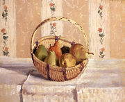 Still Life Apples And Pears In A Round Basket Reproduction