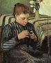 Girl Sewing 1895 Reproduction