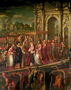 King Henri III 1551-89 of France visiting Venice in 1574, escorted by Doge Alvise Mocenigo 1570-77 and met by the Patriarch Giovanni Trevisan, from the Room of the Four Doors Reproduction