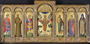 Triptych with Mary Magdalen holding the head of Christ, flanked by saints Reproduction