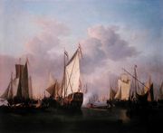 A States yacht and other Vessels in a very light air, c.1655 Reproduction