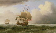 An English Ship Close-hauled in a Strong Breeze Reproduction