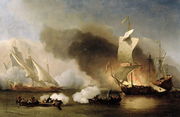 An Action off the Barbary Coast with Galleys and English Ships, c.1695 Reproduction