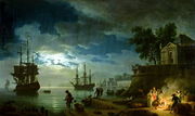 Night A Port in the Moonlight, 1748 Reproduction