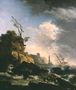 Storm on a Rocky Coast with shipwreck Reproduction