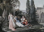 Louis XIV in pursuit of Louise de la Valliere who had taken refuge after a quarrel in 1662 with the king at the Carmelite convent at Chaillot Reproduction