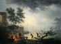 Sunrise, A Coastal Scene with Figures around a Fire, 1760 Reproduction