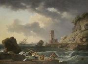 Rocky Coastal Landscape with Shipwreck, 1746 Reproduction