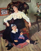 Portrait of Marie Coca and her Daughter, 1913 Reproduction