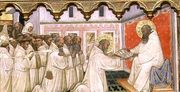 St. Benedict hands over the Rule of the New Order to the Monks of Monte Cassino Reproduction