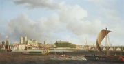 Westminster from Lambeth, with the ceremonial barge of the Ironmongers Company, c.1745 Reproduction