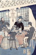 The salon of a house of foreign merchants at Yokohama, 1861 Reproduction