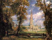 Salisbury Cathedral from the Bishop's Grounds c. 1825 Reproduction