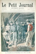 Felix Faure 1841-99 President of the Republic, in the Mines at Lens, from Le Petit Journal, 11th december 1898 Reproduction