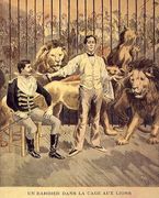 A Barber in the Lions Cage, 1894 Reproduction