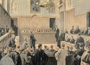 The Panama Trial, from Le Petit Journal, engraved by Fortune Louis Meaulle 1844-1901 2nd January 1898 Reproduction