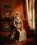 A lady with a dog in an interior Reproduction