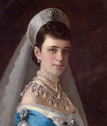 Portrait Of Empress Maria Fyodorovna In A Head Dress Decorated With Pearls Reproduction