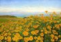 A Field of Buttercups by the Coast Reproduction