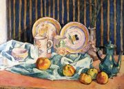 Still Life with Teapot, Apples and Dishes Reproduction