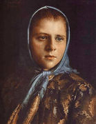 Russian Girl In A Blue Shawl Reproduction