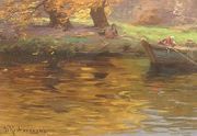 Autumn Landscape on the Riverside Reproduction