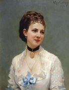 Young Lady with A Blue Ribbon (Joven con lazo azul) Reproduction