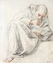 Study Of A Seated Monk Reading Reproduction