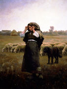 Shepherdess And Her Flock Reproduction