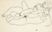 Zwei Liegende Akte (Two Reclining Nudes) Reproduction