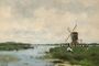 A River Landscape With A Windmill And Cattle Reproduction