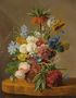 Flowers In A Vase On A Marble Ledge Reproduction