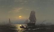 New York Harbor In Moonlight Reproduction