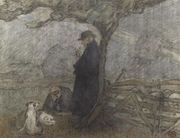 Shepherd And Dogs Under A Tree Reproduction