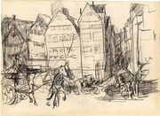 Street Scene With A Horse And Carriage Reproduction